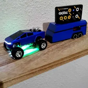 Hotfree 1/64 Mini RC Monster Cybertruck, All-Terrain Metal Off-Road Pickup with Trailer, 2.4GHz Remote & App Control, USB-C Rechargeable, Big Wheel Racing Toy, Perfect Birthday Christmas Gift for Kids, Boys & Collectors