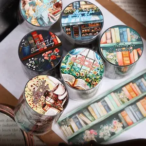 6 Rolls/pack Shared Reading Series Die-Cut Pet Adhesive Tape for DIY Scrapbook Diary Decoration, Perfect for Creative Projects