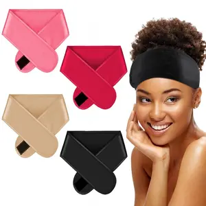 4 s satin hair wrap sf band for black women's adjtable silk wraps sping nonslip strips(black, dark pink, red, rose )