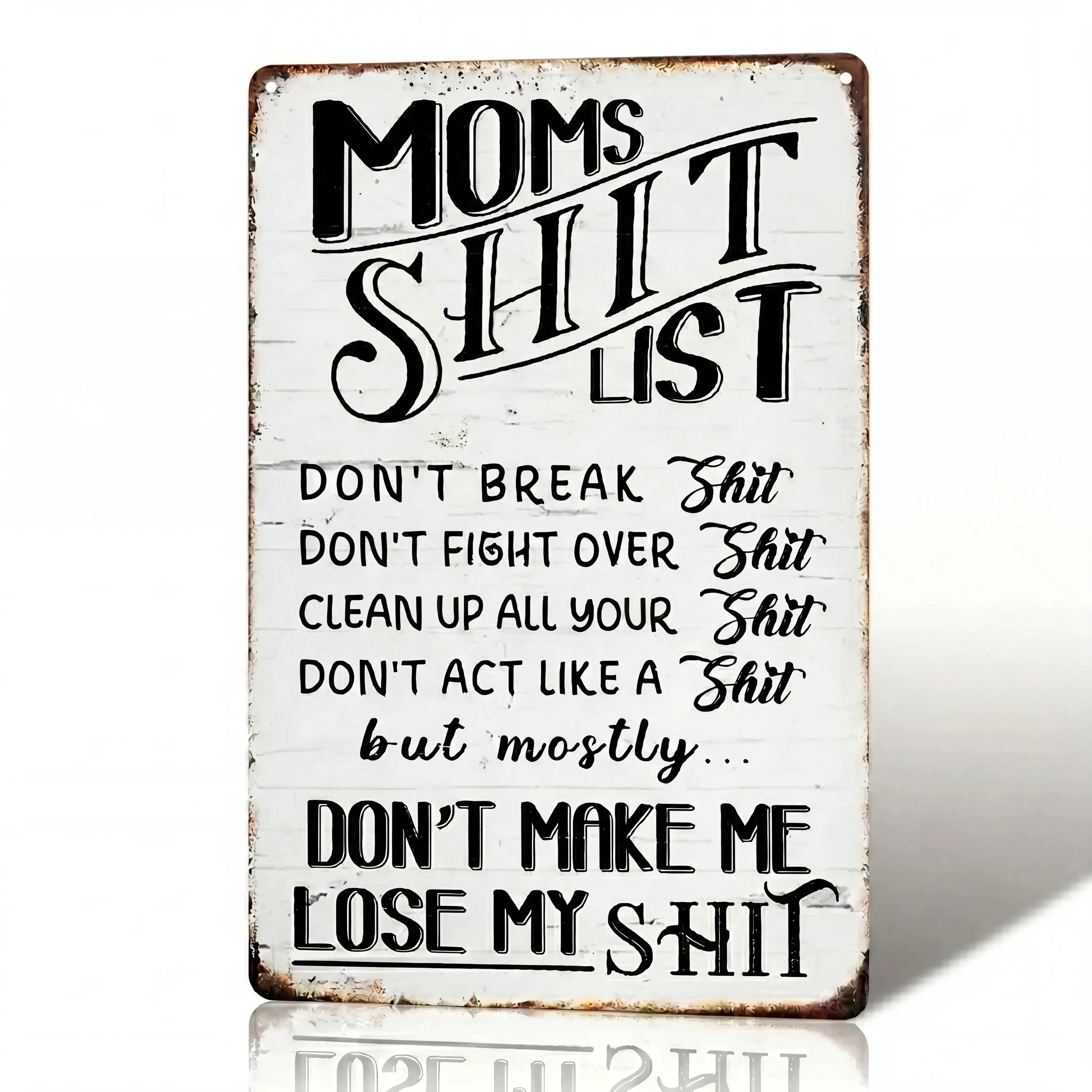 Vintage Distressed Funny House Rules Wall Sign - 8x12 Inch Flat 2D Weathered Quote Artwork, Bold Statement Plaque for Apartment, Signs for Bedroom