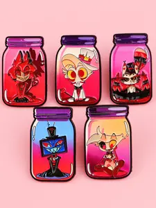 5pcs/set Anime Character Enamel Pins, Creative Bottle Design Badges, Vintage Punk Accessories, Perfect Gift for Friends and Colleagues