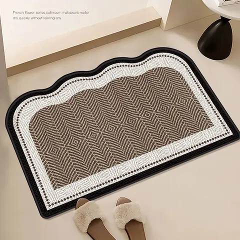 High-End Colorblock Hemp-Like Bathroom Mat, Non-Slip Durable Soft Absorbent, Ultra-Thin Doorway Friendly, Easy Clean, Multi-Shape Colorful, Bathroom Mats Non Slip