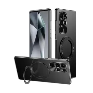 Compatible with S26Ultra/S25Ultra/s24/s23 phone case Metal frame phone case, built-in 360-degree rotating bracket lens metal protection, PC back plate + metal frame-hn25-5