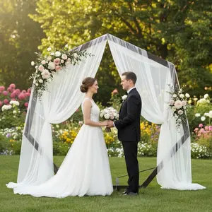 Heptagonal Wood Wedding Arch Multi-Purpose Square Wood Wedding Arch Stand Arbor Decorations Backdrop Stand for Bridal Party Proposal Scene Garden