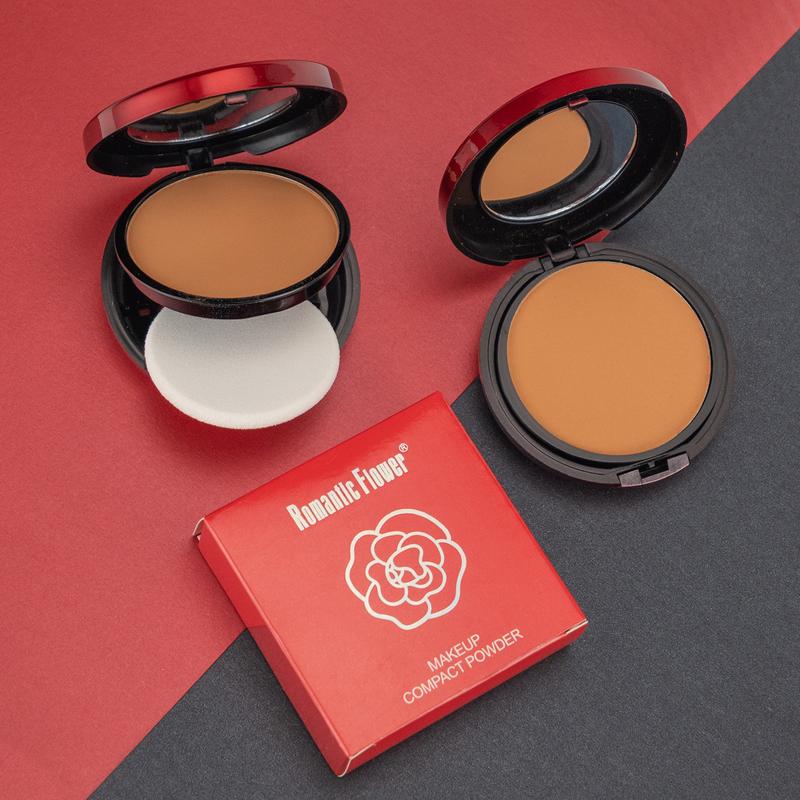 6 Shades Dark Matte Pressed Powder, Face Makeup Beauty Powder Cake Waterproof Long Lasting Skin Friendly Contour Compact Powder