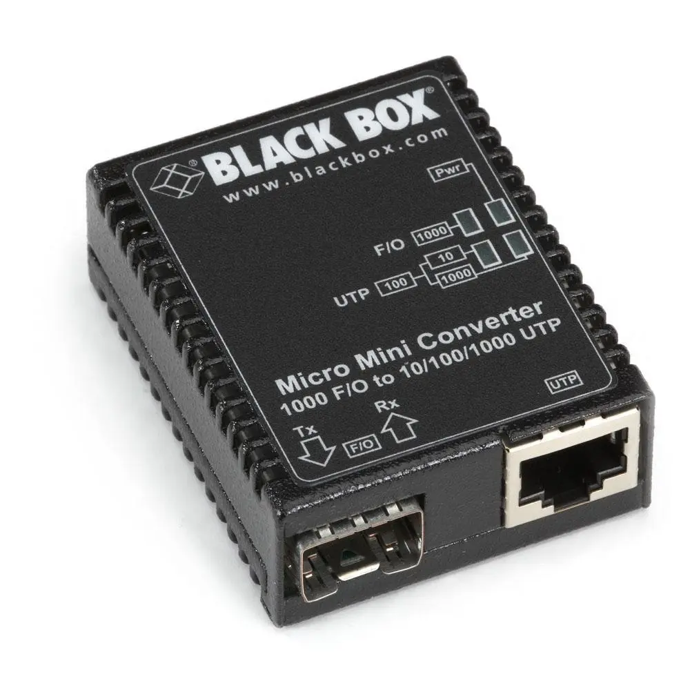Black box Micro Mini Gigabit Ethernet (1000-Mbps) Media Converter - 10/100/1000-Mbps Copper to 1000-Mbps Fiber SFP