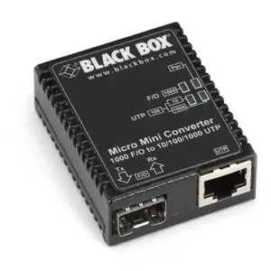 Black box Micro Mini Gigabit Ethernet (1000-Mbps) Media Converter - 10/100/1000-Mbps Copper to 1000-Mbps Fiber SFP