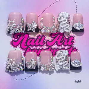 Delicate Thing Women's Y2K Style Nail Art Set, Nail Art Supplies, Press On Nails, Nail Kit, Salon Quality Nails, Pure Handmade Design, Includes XS-S-M-L Sizes, Perfect Gift for Women & Girls, No Glue Needed