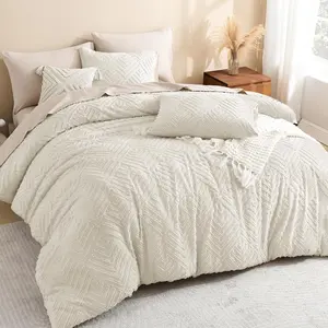 Litanika 3-Piece Tufted Boho Comforter Set with 2 Pillowcases, Fluffy Farmhouse Bedding Set