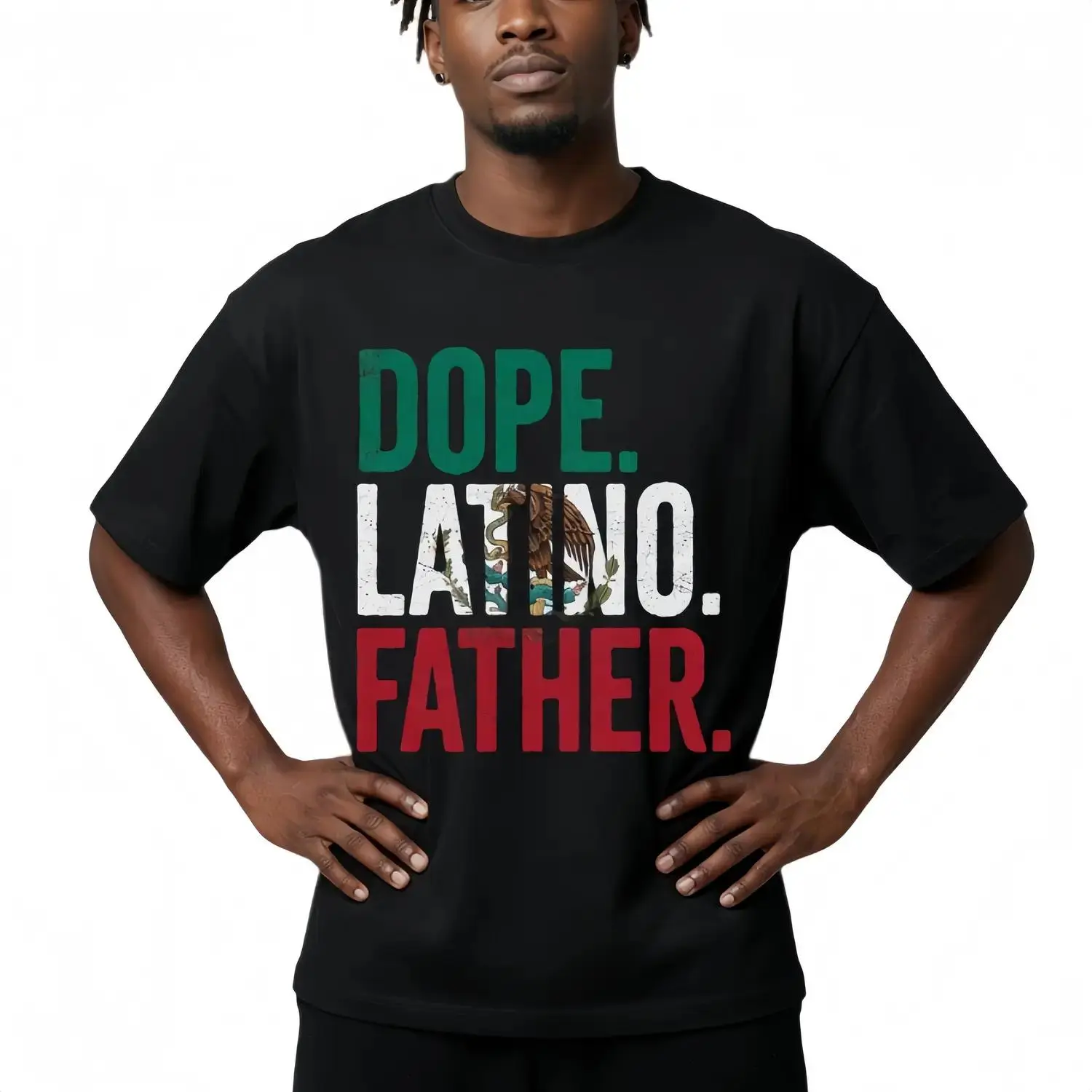 Bold Dope Latino Father oversized graphic tee for women & men, y2k women's clothes, Mexican pride dad print T-shirt, trendy graphic tees for women cute tops, vintage graphic tees, casual streetwear, t shirts women's graphic tees