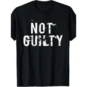 Men's & Women's Not Guilty Prisoner Jail Inmate T-Shirt - Distressed Retro Graphic Tee with Prison Bar Art, 220GSM Pure Short-Sleeve Shirt for Themed Events, & Casual Wear