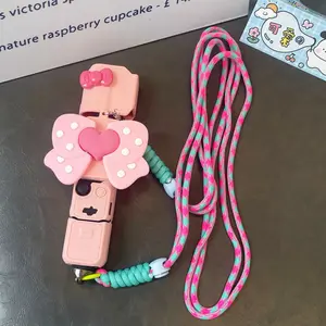 Luxury Cute Cartoon Handmade DIY Silicone Camera Case, Full Protection for Dji Pocket3, Ultra-Thin Soft Gel, Portable with Lanyard