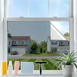 Window Privacy Film One Way, Window Tint for Home Office, Reflective Mirror Window Film Daytime Privacy, Sun Heat Blocking Static Cling Tinting for Glass Windows, Silver