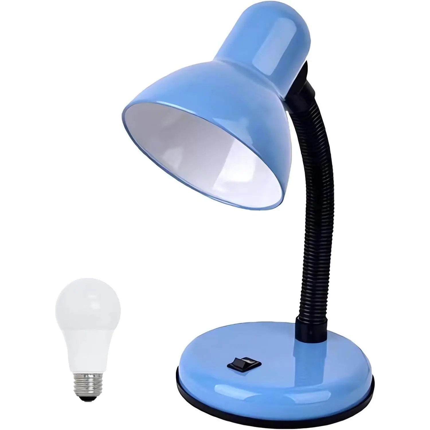 Desk Lamp with LED Bulb, (Blue) Flexible Gooseneck with Table lamp 6000K Metal Desk Lamp with Flexible Hose Neck for Office Living Room Bedroom Bedside Table, College Dorm
