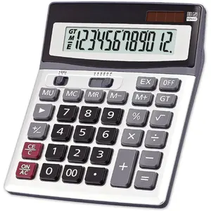 Large Key Dual Power  Calculator, Portable 12 Digit Large LCD Display Desk Calculator for Daily and Basic Office
