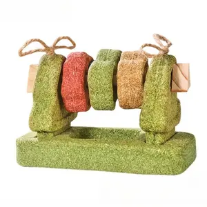 Hamster BBQ Time Interactive Rotating Tooth Protection Toy - Natural Hay Pet Bite Toy