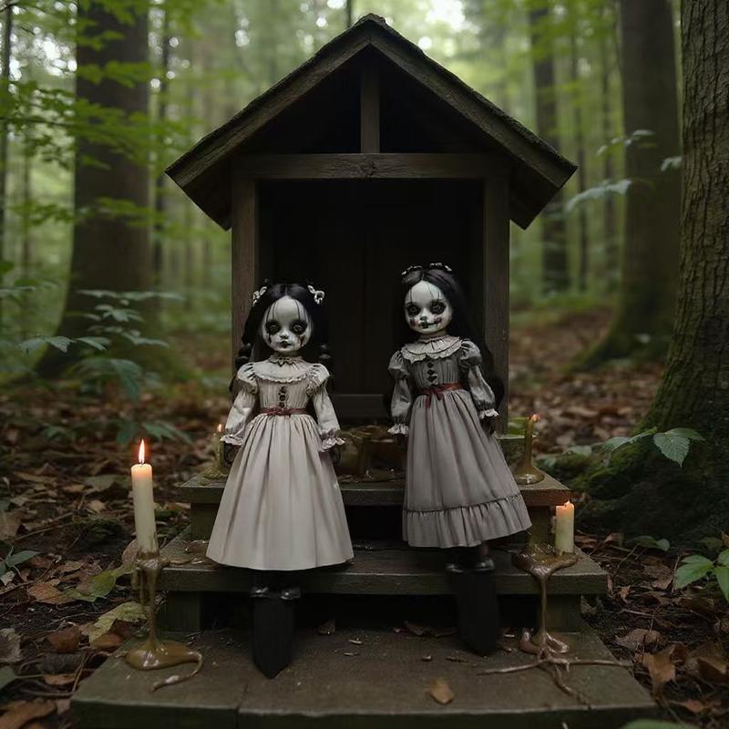 Halloween Decorations Set, 2 Large Plastic Horror Dolls, Outdoor Garden Flags, Yard Signs, Party Lawn Decor, Halloween Home Supplies