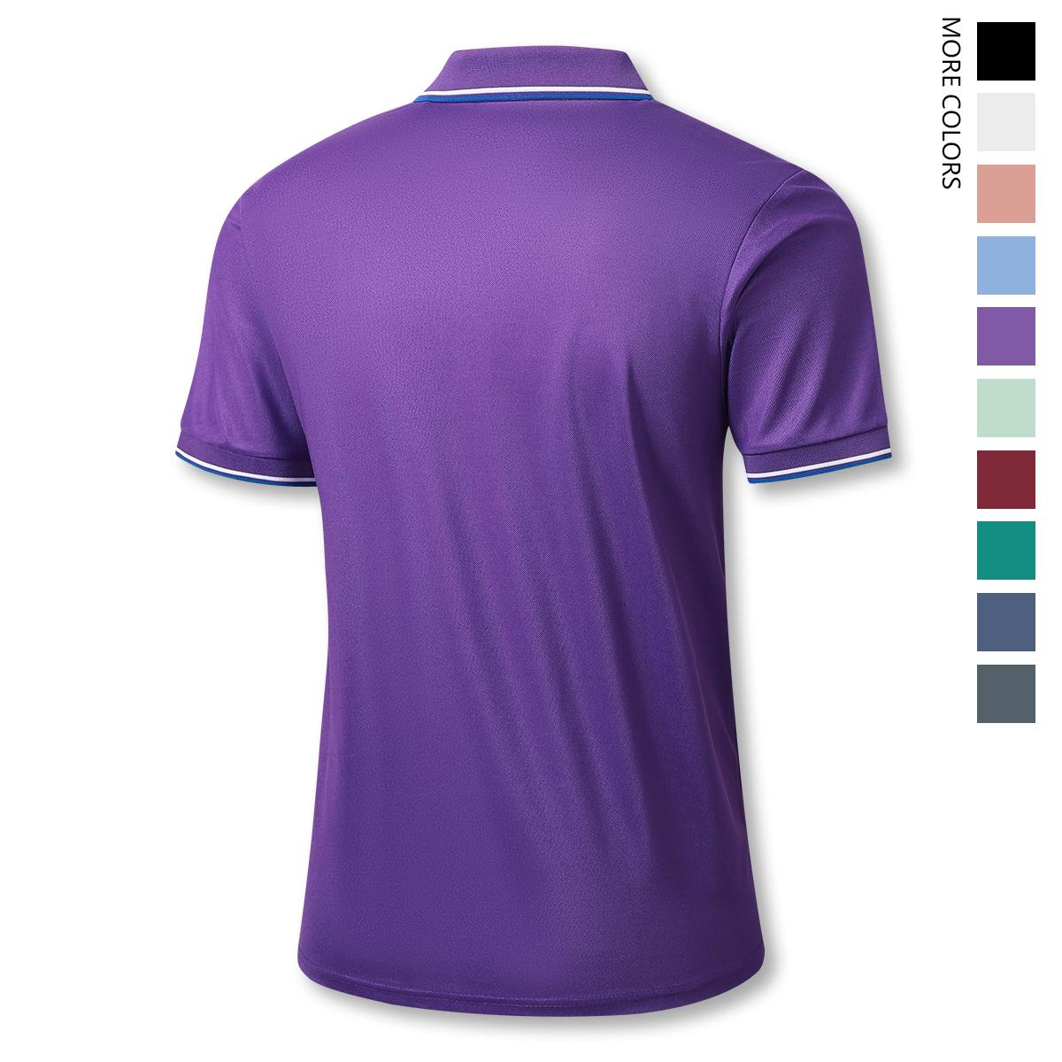 Men's Solid Color Short Sleeve Golf T-Shirt Set, Suitable for Business and Outdoor Sports