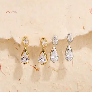 OUFER 14K-Gold Plated 5A Grade CZ Earrings