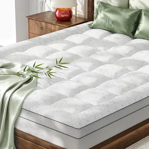 Mattress Topper 3 Inch,Pillow Top Mattress Topper  Rayon Cover,Breathable Mattress Pad,21" Deep Pocket,Soft  Size Shredded Memory  Mattress Bed Topper