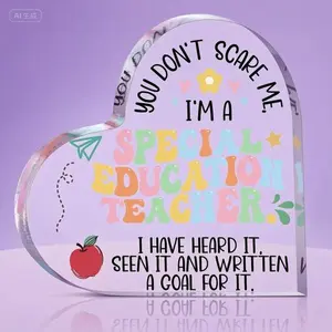 Acrylic Appreciation Gift for Educators - Thank You Paperweight for Autism & SPED Professionals - Thoughtful Retirement Present - Reusable & Durable Keepsake - Personalized Desk Decor for Teachers Transparent Christmas Signs Water Proof