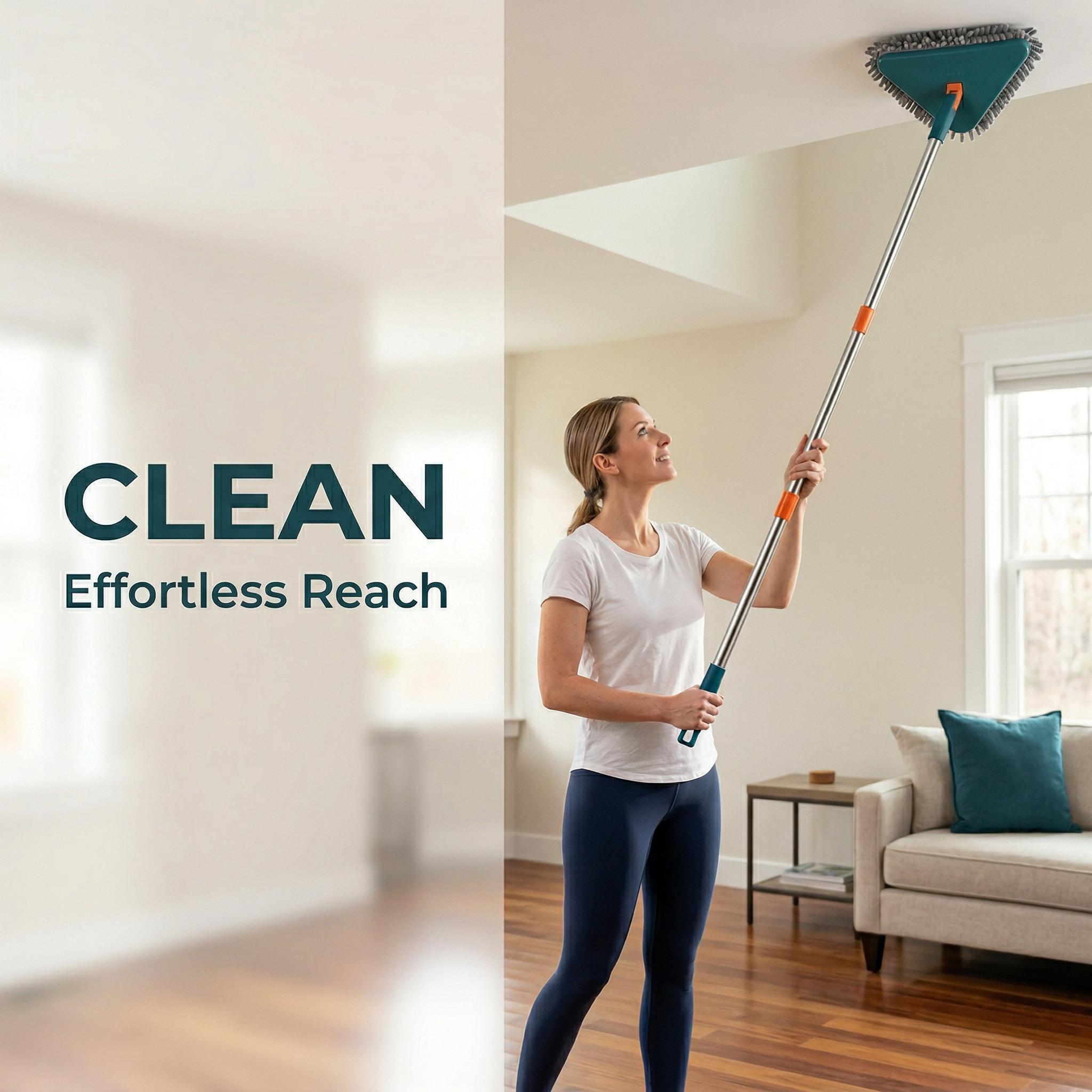 Long Handle Wall Cleaner AdjustableLength Wall Mop with 360° Spinning Head for Walls Ceiling Fans Floors Baseboards Dust Kitchen General Purpose 6 Replacement Pads Long Handle Wall Cleaner AdjustableLength Wall Mop with 360° Spinning Head for Walls Ceiling Fans Floors Baseboards Dust Kitchen General Purpose 6 Replacement Pads