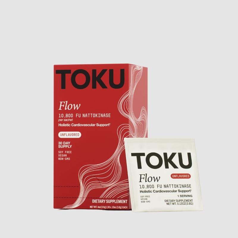 30 Servings Nattokinase - Toku Flow - Heart and Circulation Supplement Powder - 10800 FU - Chocolate Flavor - 30 Day Supply - Vegan Soy-Free Healthcare Fitness Dietary Supplement