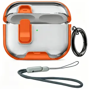 Case for Airpods Pro/ Pro 2/Pro 3 with Secure Lock & Phone Stand Protective Case with Lanyard Anti-Scratch Shell for AirPods 4 Cover