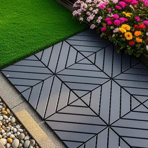 Plastic Interlocking Deck Tiles,44 Pack Patio Deck Tiles,12"x12" Square Waterproof Outdoor Indoor All Weather Use,Dark Grey