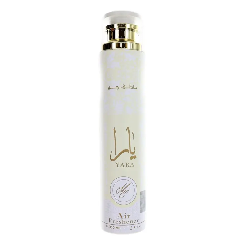 Lattafa Yara Moi Room Spray, 10.1 oz / 300 ml Long-Lasting Home Fragrance, Sweet Woody and Fruity Floral Scent with Pear, Almond, and Creamy Vanilla Notes, Unisex Air Freshener in an Elegant Bottle, Home Fragrance Decor, Scented Room Sprays