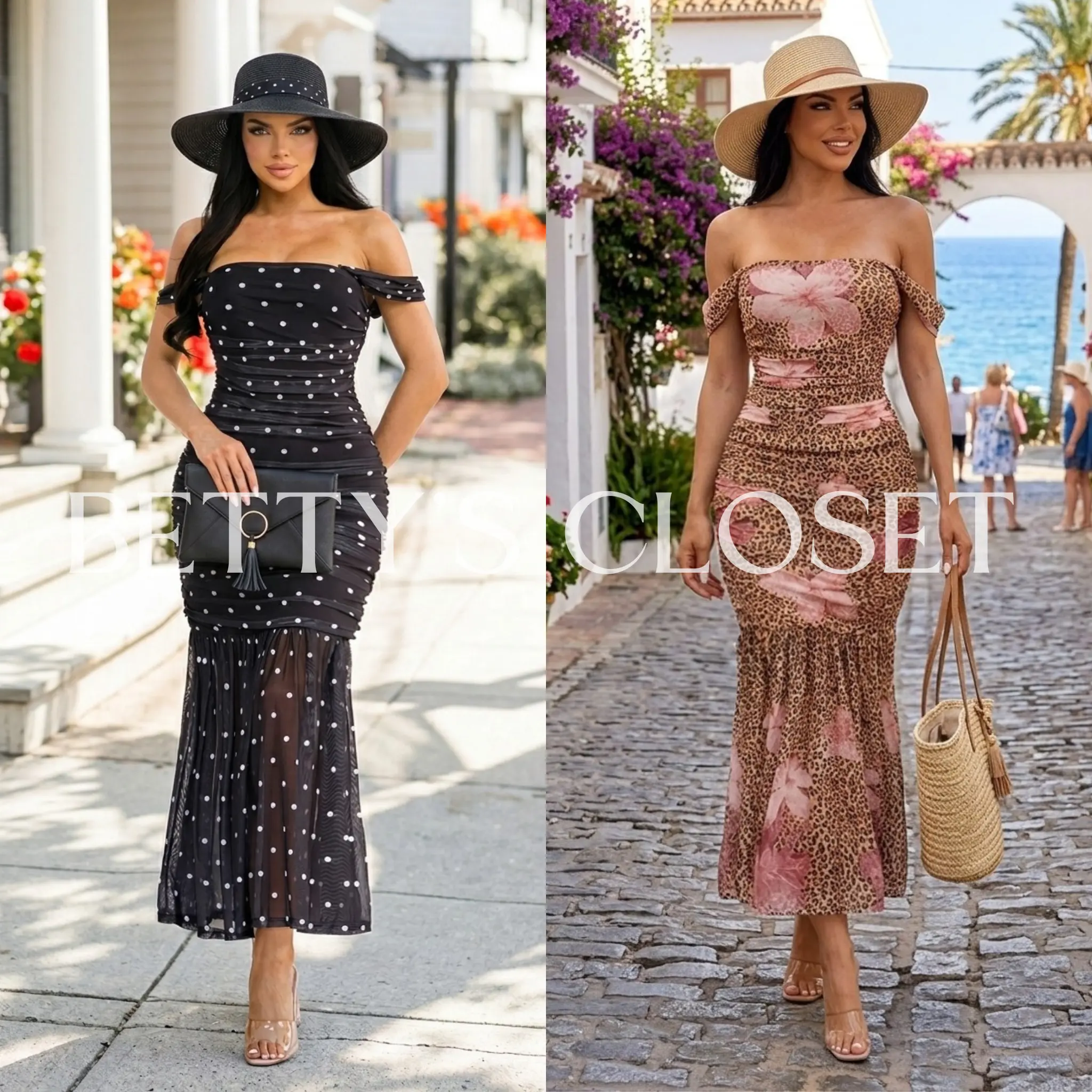 Lily Mesh Printed Ruffle Hem Maxi Dress