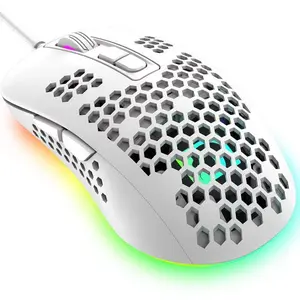 Mini Ultralight Wired Gaming Mouse,4 Kinds RGB Backlit,Lightweight Honeycomb Shell Mice for PC Gamers,Xbox,Ps4(White) Zendure