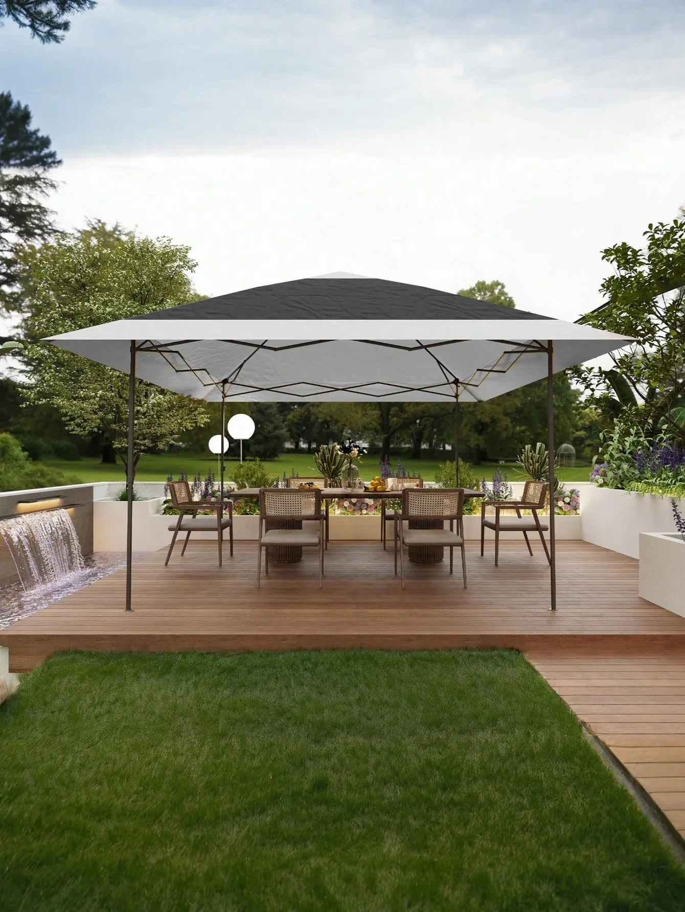 【Christmas Gift】12x12Ft Adjustable Height Folding Patio Canopy, Portable Outdoor Grade Shelters & Gazebos for 10 People, Spacious Shaded Area, Corrosion Resistant, Versatile Mosquito Net Walls for Bug Control, Dark Grey+Light Grey
