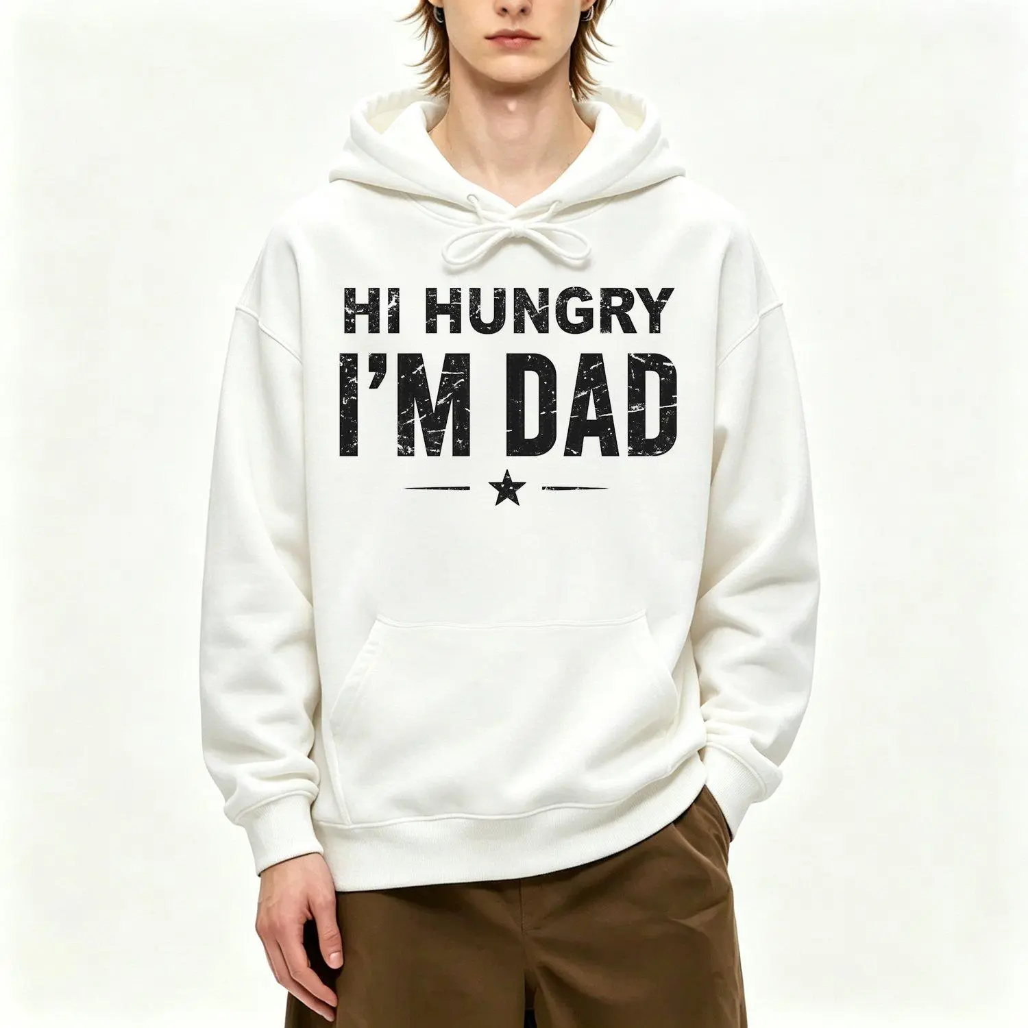 Hi Hungry Im Dad Hoodie Funny Dad Joke Men Hoodie Dad Life Sweat Fathers Day Gift Casual Pullover Lightweight Men Hooded Sweatshirt Stylish Streetwear Design