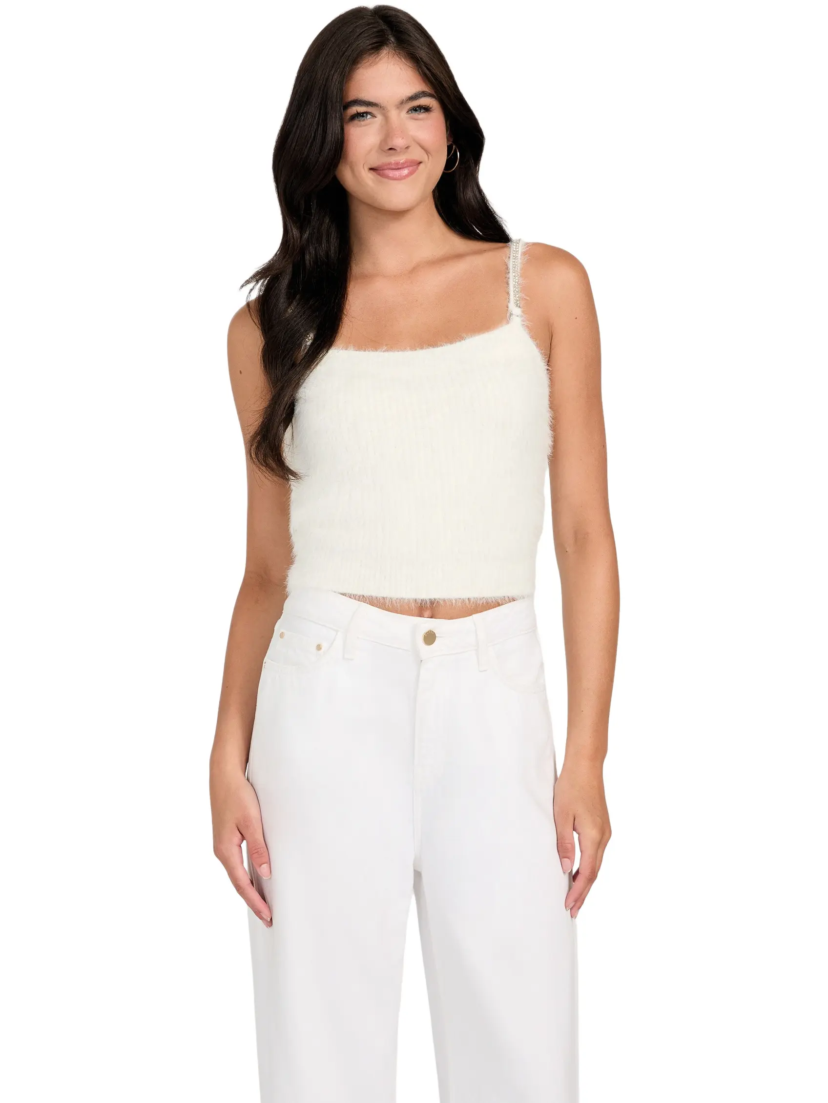 GUESS Female Keyla Fuzzy Sweater Crop Cami