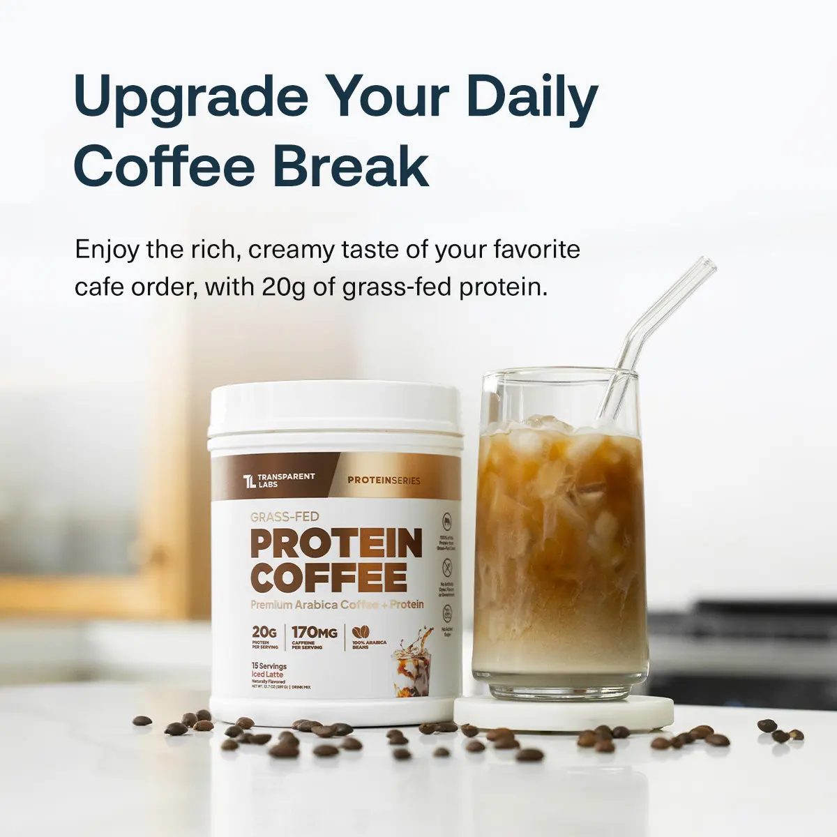 Transparent Labs Protein Coffee - Rich, Creamy Taste with 100% Premium Arabica Coffee and 20g of Grass-Fed Protein - Delicious Daily Protein & Energy Boost