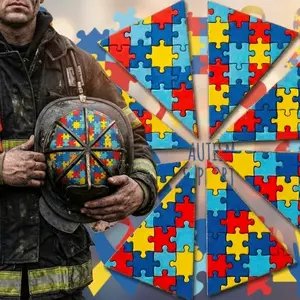 Firefighter Helmet Flag 8 Section Reflective Fire Department Graphic for the top of traditional fire helmets