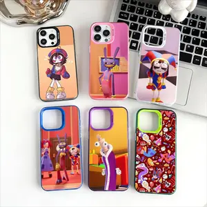 A-Amazing Digital Circus Phone Case Holographic Silver Phone Case for iPhone17 16 15ProMax – Iridescent Rainbow TPU Shockproof Anti-Fingerprint 2026 New Gift for Women men