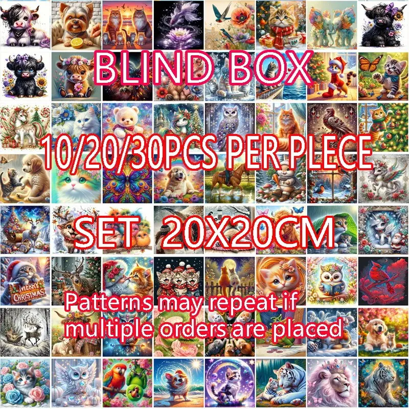 10pcs/20pcs/30pcs Diamond Painting Kit, DIY Craft Set, DIY Kits, Round Diamond Art, Beginner Friendly, Animal & Nature Themes, 20x20cm, Perfect Gift
