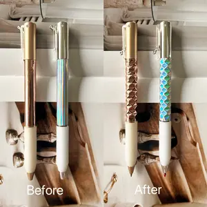 2pcs Geometric Deformation Pen Quality Geometric Metal Crinkle Pen  0.5mm Gel Pen Geometric Diamond Deformation Gel Pen for Writing and Drawing, Gifts for Christmas, Office&School Supplies