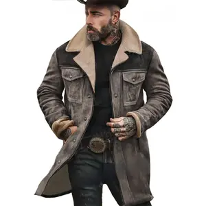 Bmuvlss Men's & Fur-Like Jacket Coat - Collar Winter Coat with Multi-Pocket, H-Shape Fit (Olive Green/Brown) - Machine Washable Casual Outerwear for Cold Weather, Cowboy Style & Smart Casual (No Belt Required), Mens Clothes, Mens Winter Coats For Men, Win