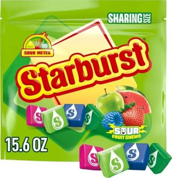 STARBURST Sour Chewy Candy Fruit Chews, Share Size Resealable 15.6 Oz Bag
