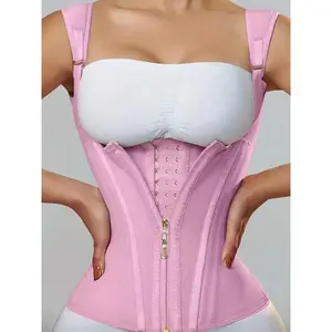 Latex Waist Cincher Posture-Correcting Vest Abdominal Control Corset Zipper, Shaping.