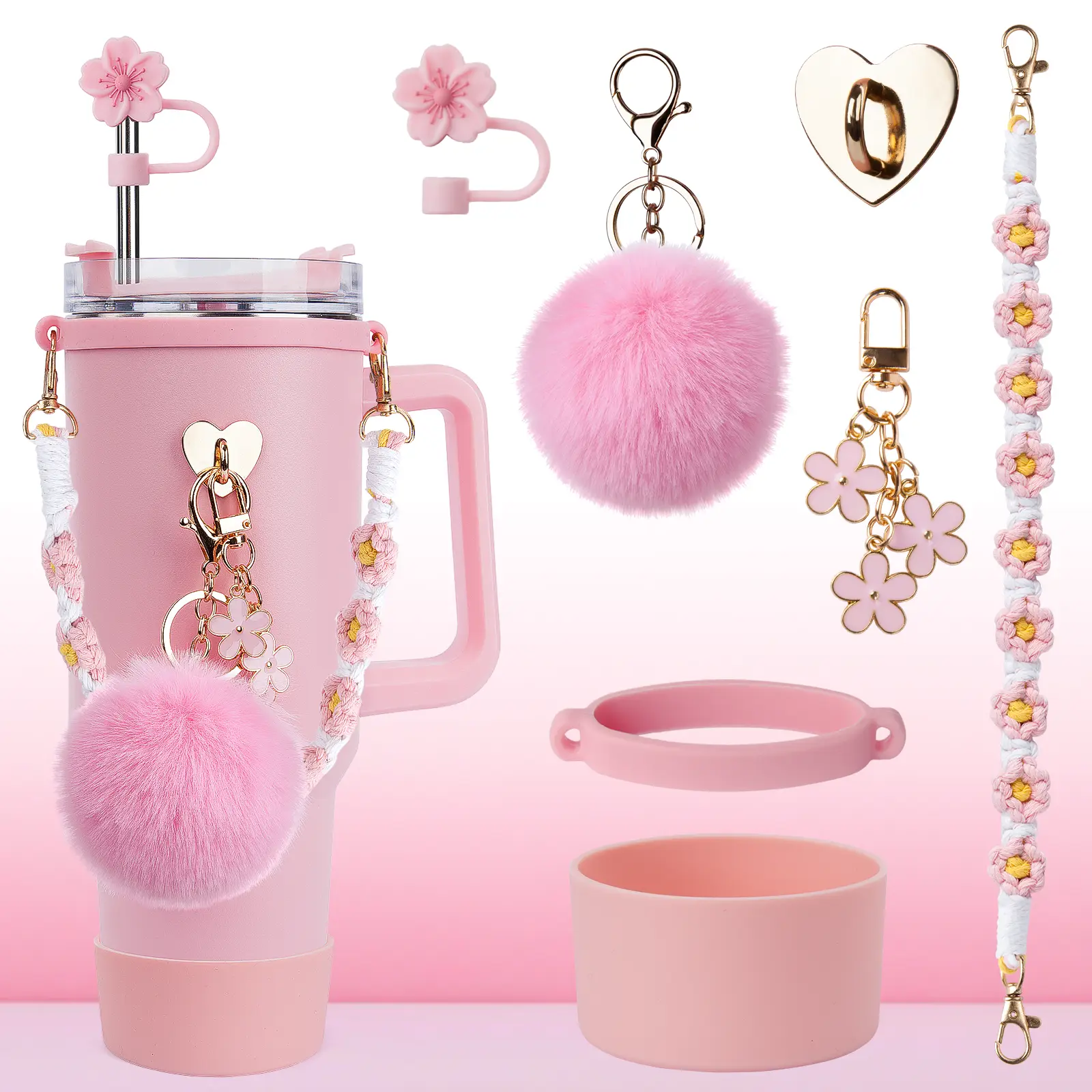 Stainless Steel Vacuum Insulated Glass Cup with Handle and Straw for Children's Gift Set, Keep Cold, Hot & Ice, Portable Drinkware - Mug, Tumbler, Wat