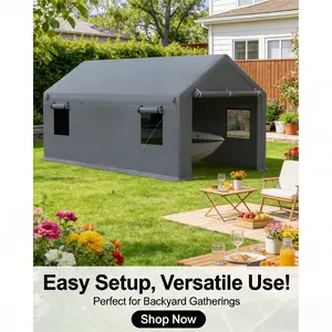 LH-12x20 Ft Carport, Large Waterproof Sunshade Tent For Car, Yacht, Stall, Camping，Carport Canopy With Roll-Up Windows, Garage Tent Shelter Tarp Heavy-Duty, Portable Garage With Ventilative Windows & Doors, for Car, Truck, Boat