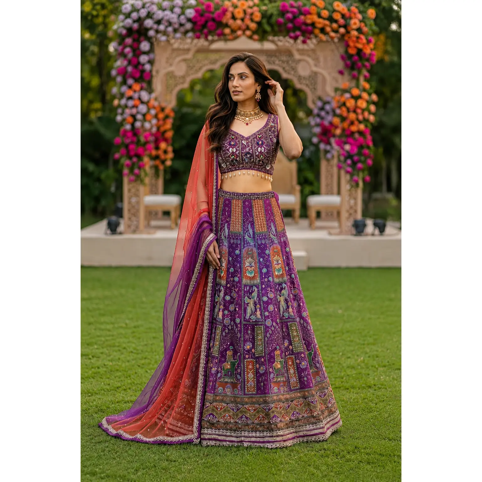 Majestic Orchid 3-Piece Lehenga Set