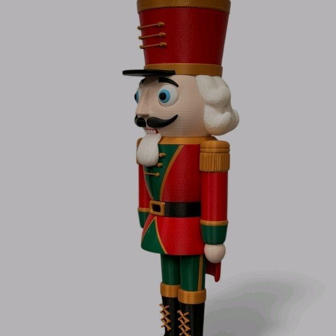 2-Foot-Tall Nutcracker - A Bold Twist on a Holiday Classic with Red Uniform and Blue Eyes for Festive Decor Christmas Gift Print Standing Ornaments Decoration