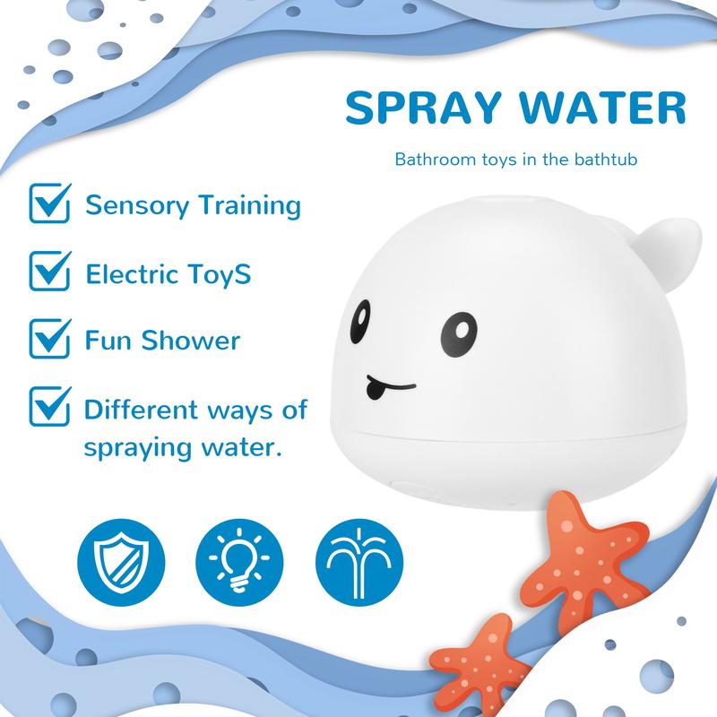 Water Spray Toys Baby Bath Toys with Glowing Whale Design Bathtub Toys for Toddlers Aged 1-3 Interactive Water Games for Babies Aged 6-12-18 Months
