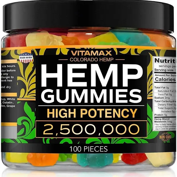 Natural Gummies for Stress Relief - Great for Pain, Insomnia & Anxiety -100ct