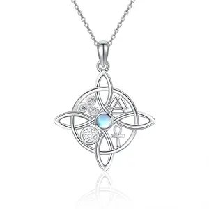 Witches Knot Necklace with Moonstone 925 Sterling Silver Celtic knot Jewelry